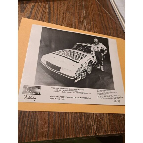 Vintage 1988 Grant Adcox NASCAR Promo Photo Bumper to Bumper Racing Monte Carlo - Picture 1 of 6